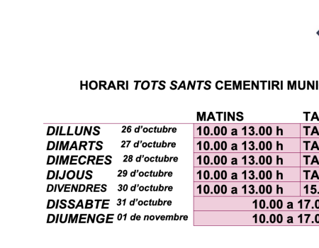 Horaris Cementiri Tots Sants